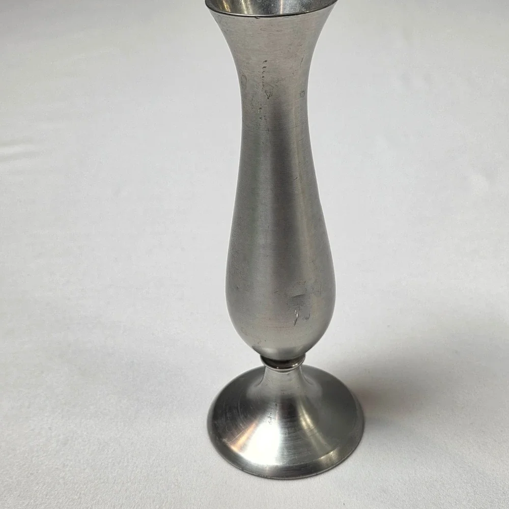 Leonard Pewter Bud Vase Vintage‎ Silver Tone Trumpet Shape 6